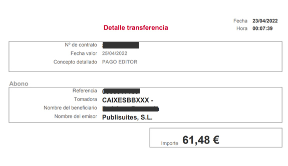Pago abril 61€