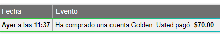 Compra Golden por 70$ compra golden