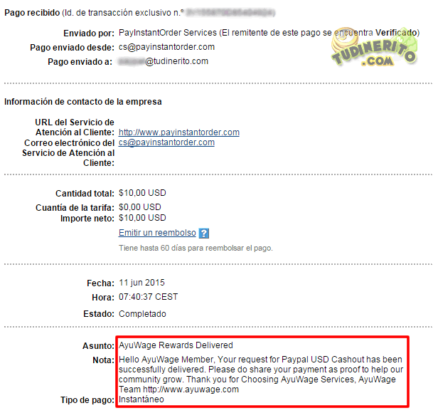 10$ cobrados en Ayuwage ayuwage