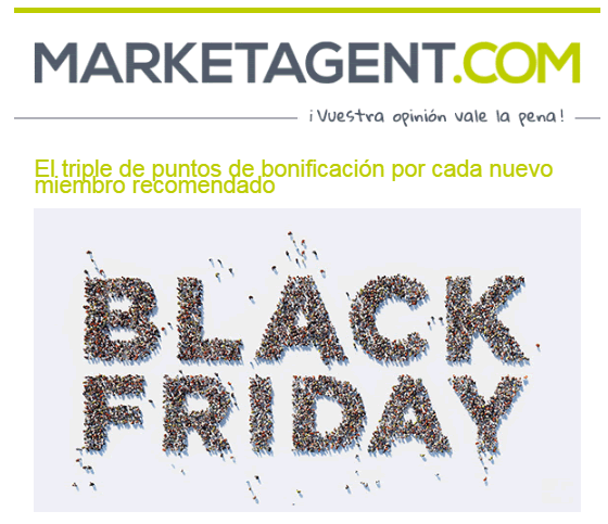 Así anuncian la promoción de Black Friday: El triple de puntos por cada nuevo referido black friday