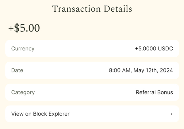 Bonus 5$ recibido por hacer la promo de Juniper
