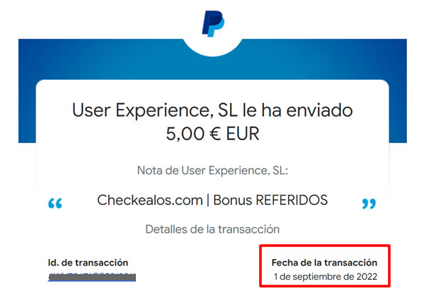 Pago de 5€ por referidos