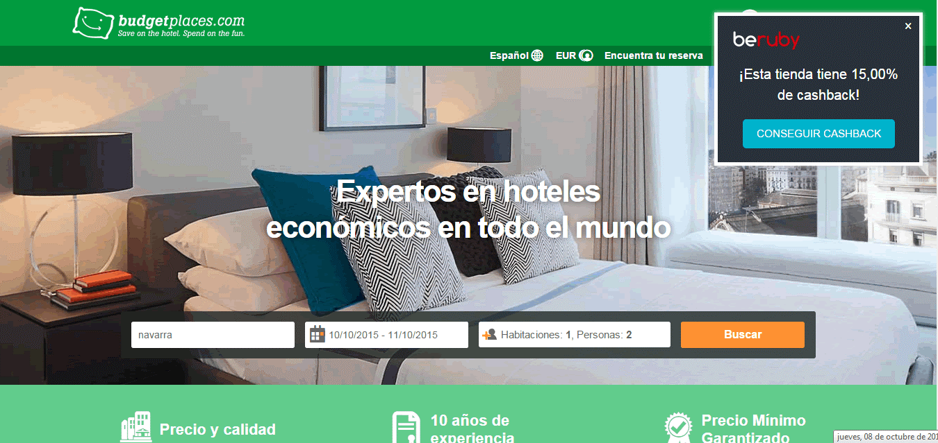 Aviso de beruby: ¡Esta página tiene cashback! budgetplaces