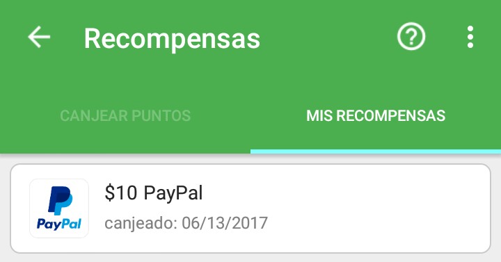 Mi última recompensa en AppKarma recompensas