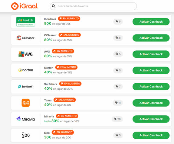 Cashback en aumento