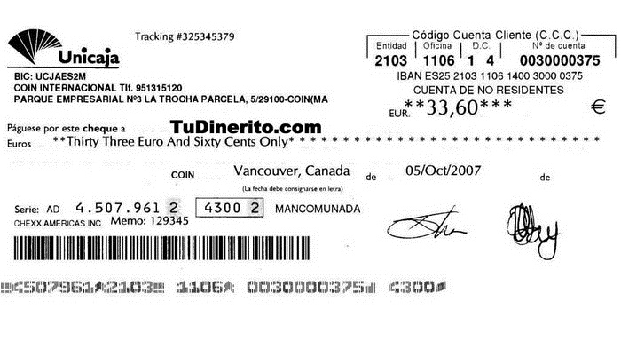 Cheque ACOP
