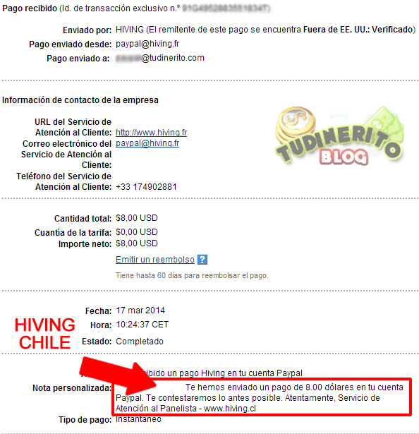 Pago Hiving Chile (8 USD) chile