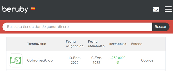 Cobro recibido en enero del 2022