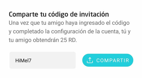 C&oacute;digo invitaci&oacute;n RewardMe