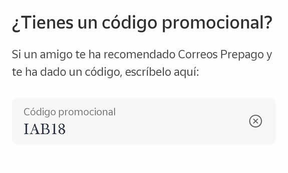 Código promocional Correos Prepago