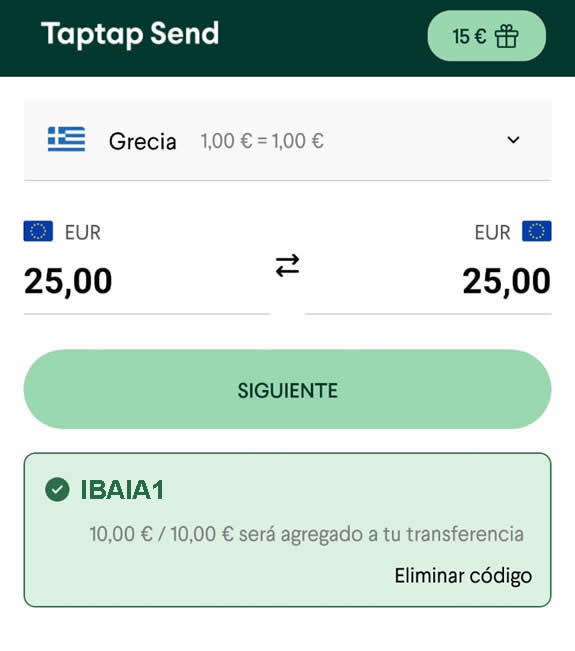 Código taptap send