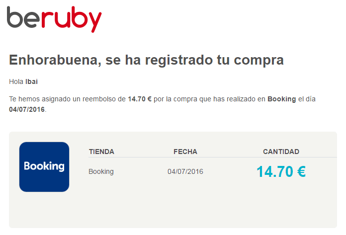 He ganado 14,70€ con mis vacaciones compra-booking