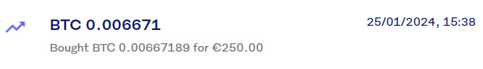 Compra de 250€ en BTC