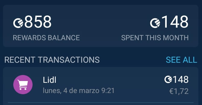 Compra efectuada en Lidl con los puntos de Curve compra lidl