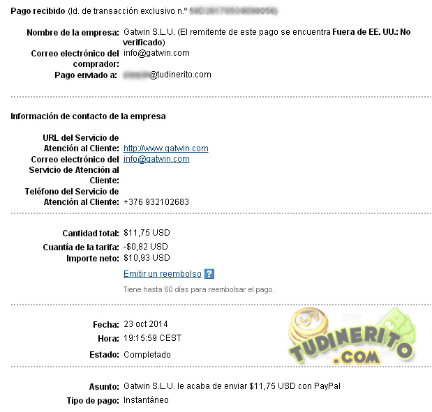 Comprobante de Gatwin