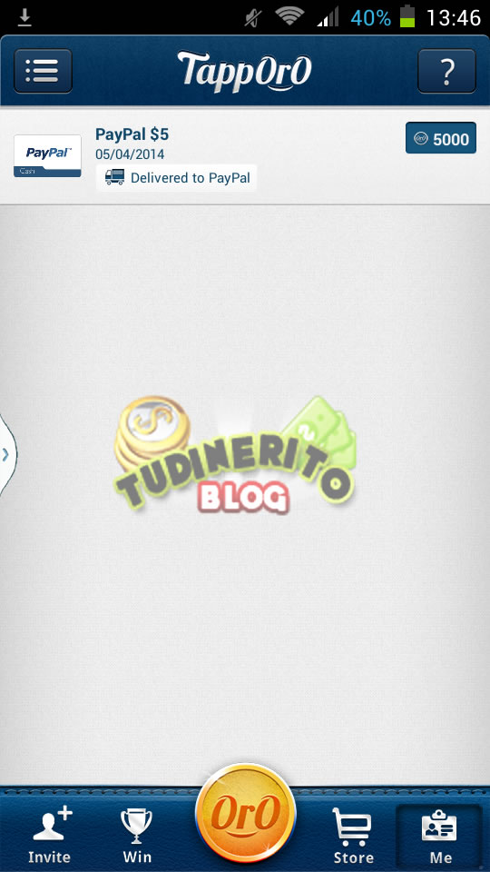 Comprobante del pago de TappOro comprobante