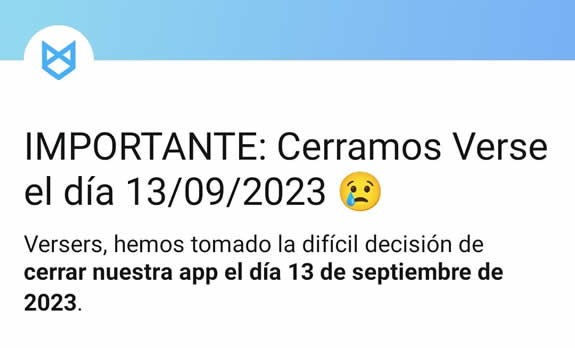 Comunicado del cierre de Verse