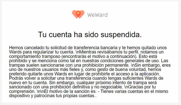 Cuenta suspendida