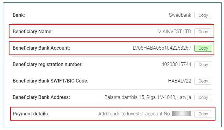 datos bancarios