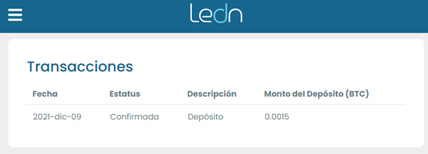 dep&oacute;sito confirmado