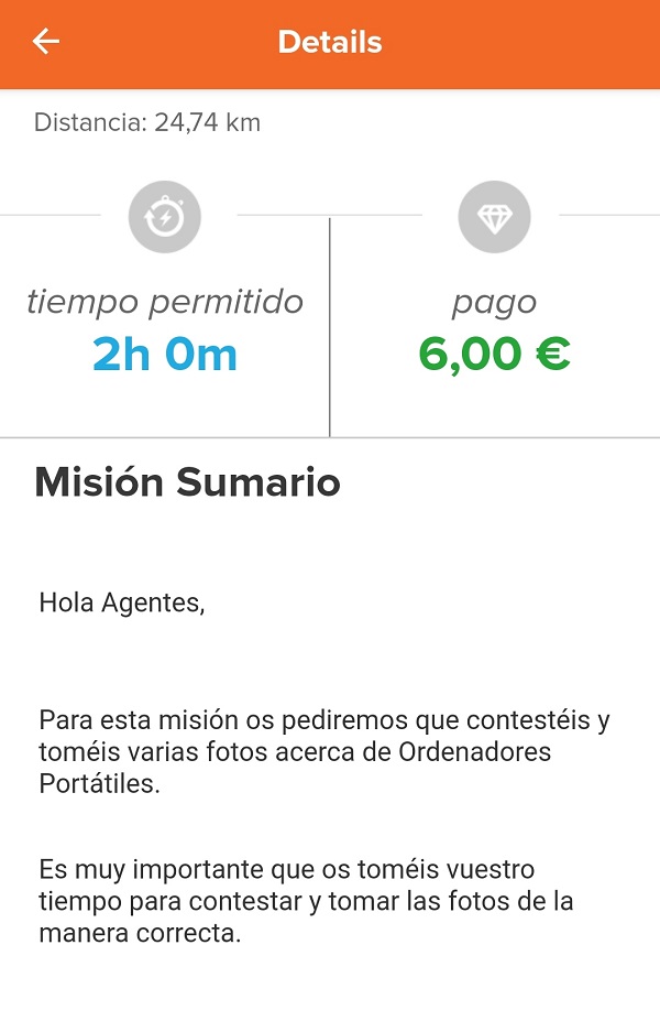 Detalles de la misión Detalles
