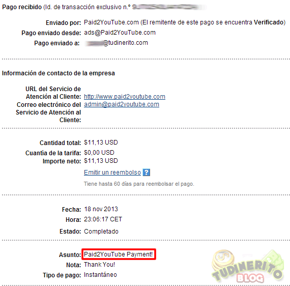 El dinero ganado (11$) por ver vídeos en Youtube dinero-videos-youtube