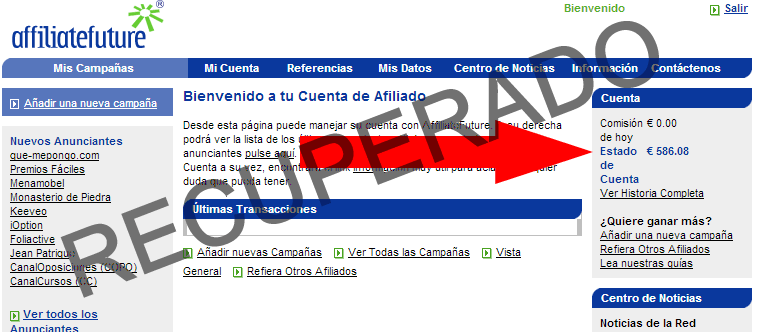 Dinero perdido en Affiliatefuture dinero-perdido-affiliatefuture