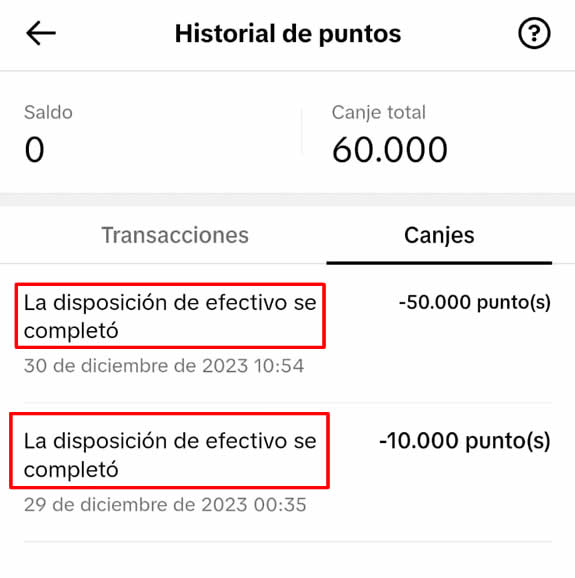 Efectivo completado