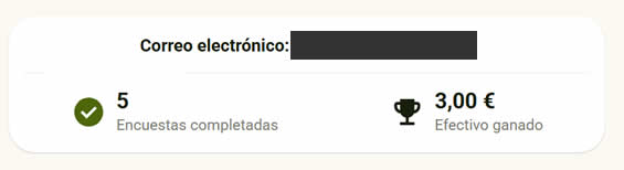 Dinero ganado por 5 encuestas