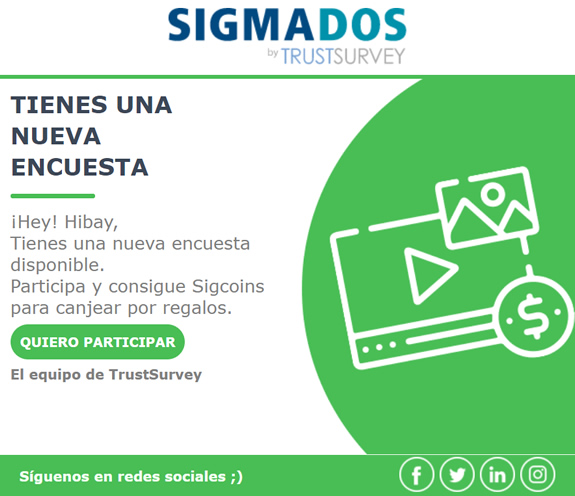 Ejemplo de encuesta en Trust Survey