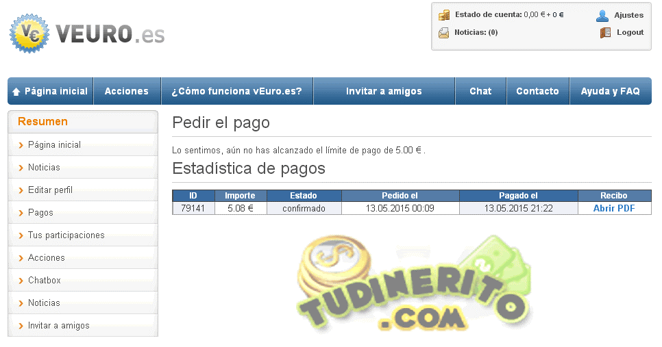 vEuro paga estadistica