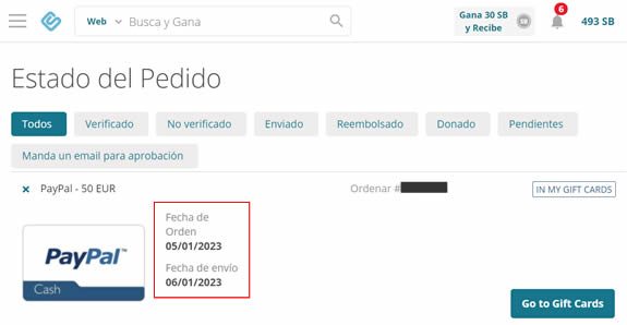 Fecha del pedido