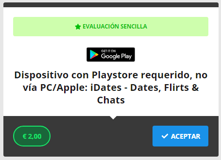 2€ por esta tarea: Descargar app y escribir reseña tarea
