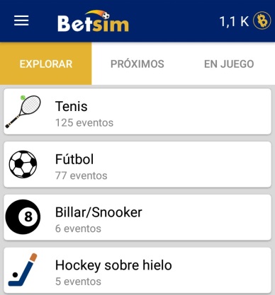 Algunos de los eventos disponibles en Betsim eventos