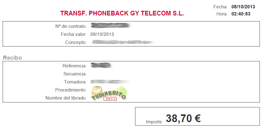 Top Dollar Mobile: Comprobante de pago