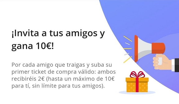 Hasta 10€ por invitar amigos gana 10€