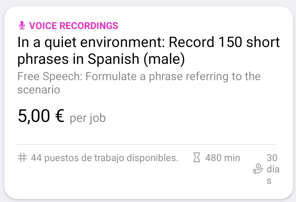 5€ por 150 grabaciones grabaciones