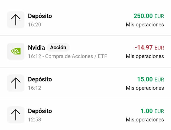 Mi historial de movimientos en XTB