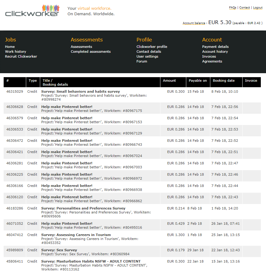 historial clickworker