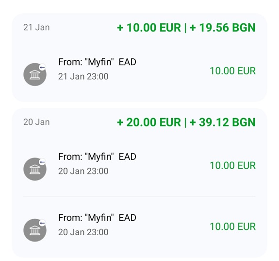Mi Historial de premios de 10€ ganados en MyFin