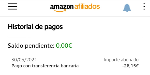 Historial de pagos de Amazon