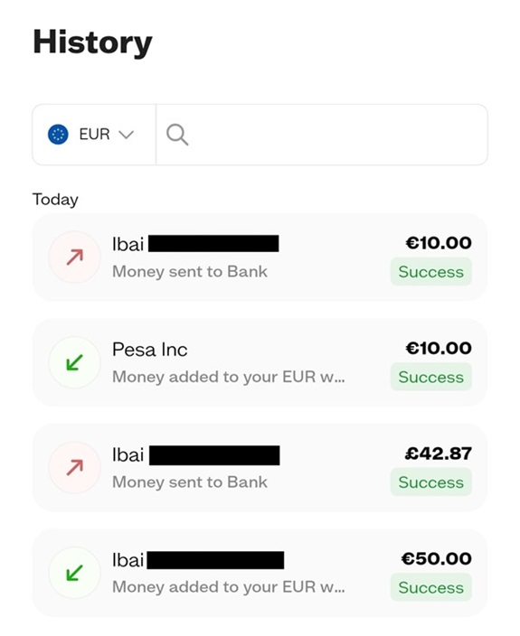 Mi historial en la app PESA