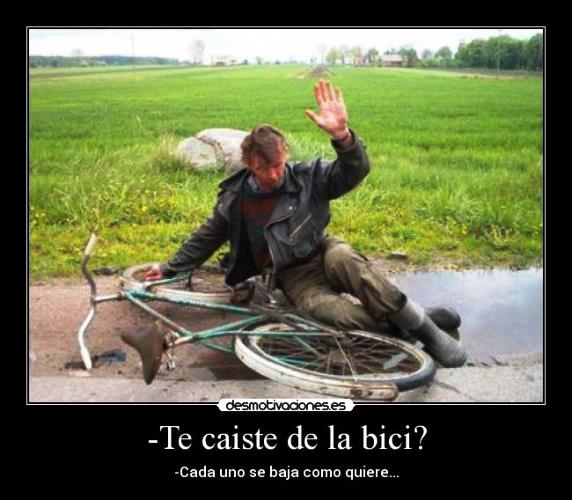 Cada uno se baja de la bici como quiere... Hostia terrible bici