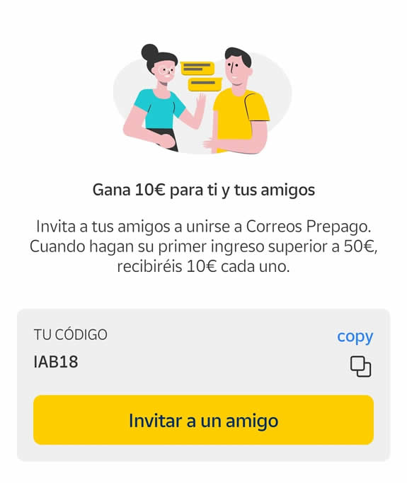 Invita amigos a Correos Prepago y gana 10€