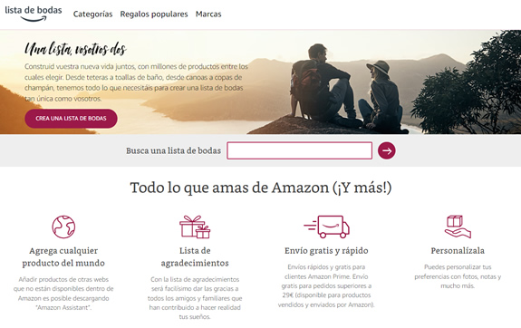 Lista de bodas de Amazon