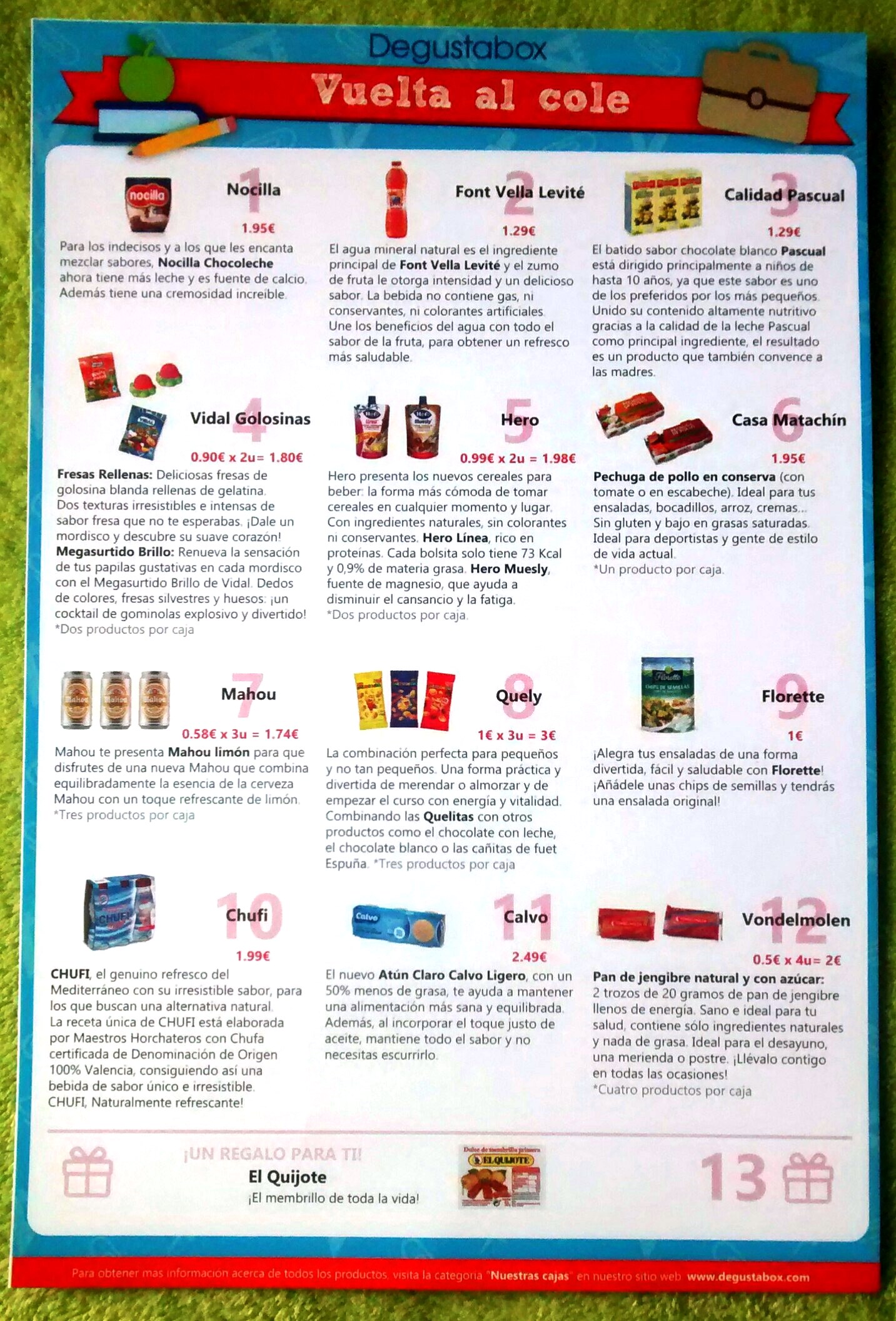 Listado de los productos en la caja Degustabox de Agosto listado