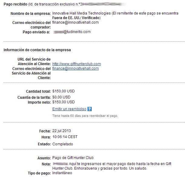 150$ he ganado en Gift Hunter Club