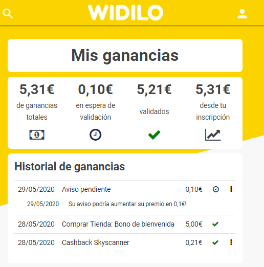 Mis ganancias del primer día Mis ganancias