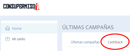 Nueva sección de cashback en ConSuPermiso nueva-sección