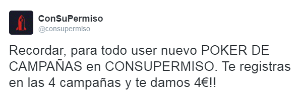 Poker de campañas en ConSuPermiso nuevos-usuarios